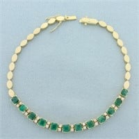 Natural Emerald and Diamond Bracelet in 18k Yellow