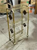 Vintage wire record stand on wheels