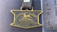 John Deere Pocket Watch Fob w/Leather Strap