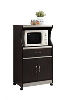 Hodedah Microwave Cart with One Drawer, Two