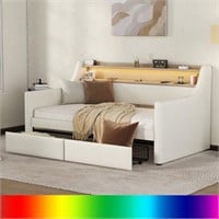 PU Leather Upholstered Daybed with Storage
