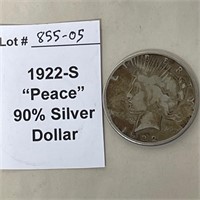 1922-S "Peace" 90% Silver Dollar