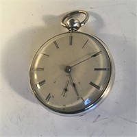 STERLING SILVER POCKET WATCH WINDUP WITH KEY