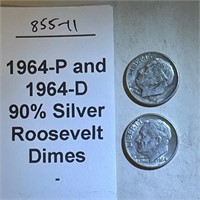 1964-P & D Dimes, 90% Silver