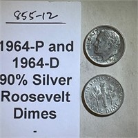 1964-P & D Dimes, 90% Silver