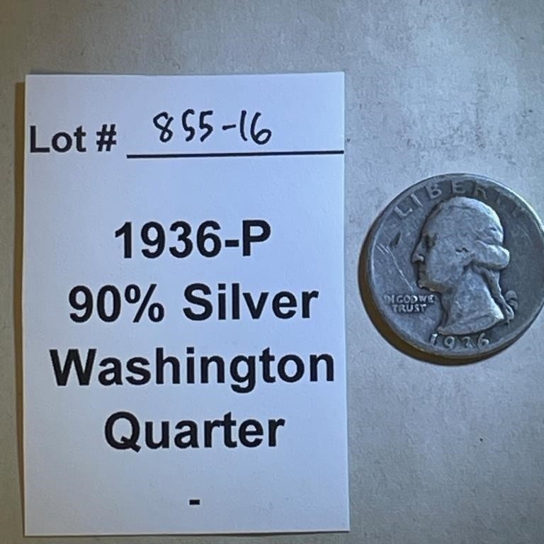 1936-P Quarter, 90% Silver