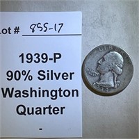 1939-P Quarter, 90% Silver