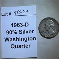 1963-D Quarter, 90% Silver