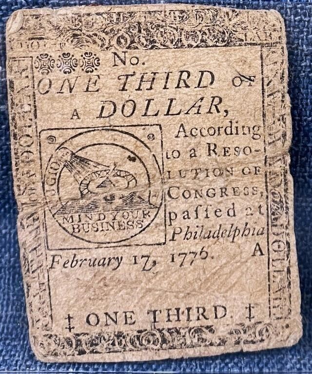 1776 Continental Currency 1/3 Dollar