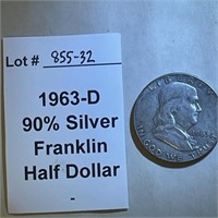 1963-D Half Dollar, 90% Silver