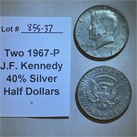 Two 1967-P Half Dollars, 40% Silver