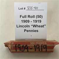 Roll (50) of 1909-1919 "Wheat" Cents