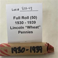 Roll (50) of 1930-1939 "Wheat" Cents