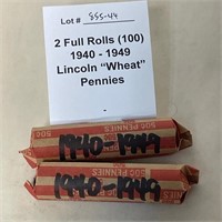 2 Rolls (100) of 1940-1949"Wheat" Cents