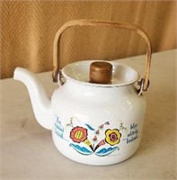 Vintage Danish Kettle Teapot, Metal- Enamel