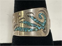 Sterling Inlaid Turquoise Ring 5.8gr TW Sz 7
