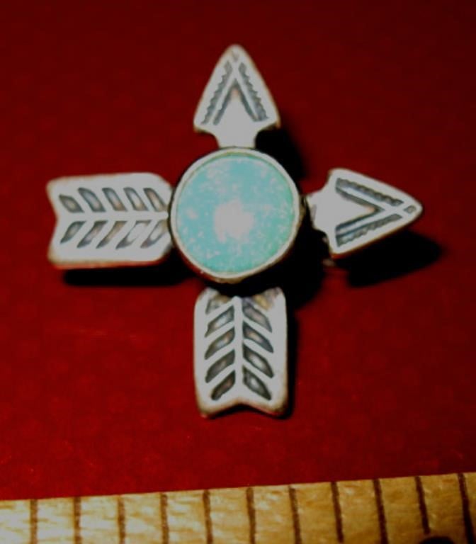 Vtg Sterling Double Arrow Mexican Pin