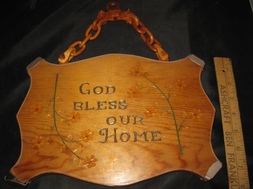 Vintage Wooden Jesus saves & God Bless Home