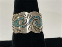 Sterling Inlaid Turquoise Ring 5.6gr TW Sz 7