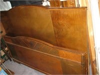 Vintage Wood Art Deco Full Bed Frame