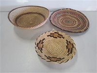 3 Large Woven Bowls Native American Style