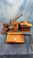 Wood Coaster Set, Vintage Tools, Cherry Pitter