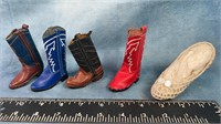 (4) 3" Boots & Crocheted Shoe