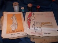 Retro Sewing Patterns & Spools of Thread