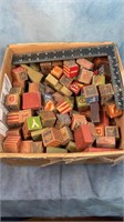 Box Full of Vintage Wooden Blocks, 12" x 12" x 6"