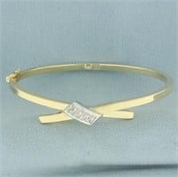 Criss Cross Hinged Bangle Bracelet in 14k Yellow G