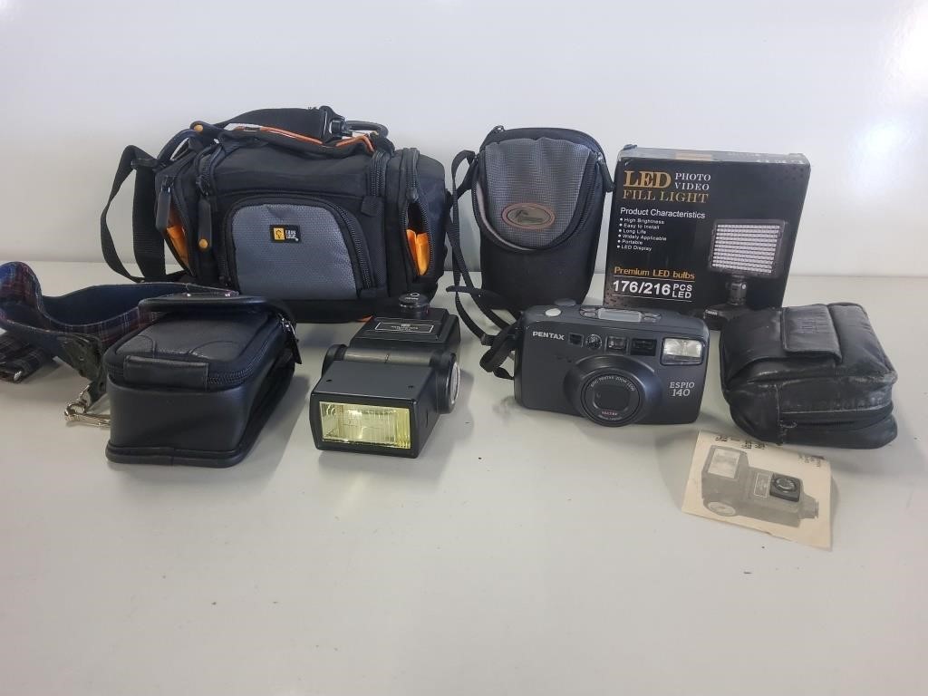Pentax Camera w/Bag & Assorted Camera Accessories