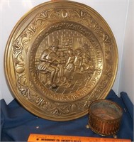 17" Brass Peerage Platter & Footed Bowl