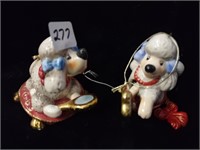 Pair of Bobble Head Poodle Ornaments