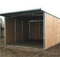 Noble 12 x 12 open front shelter with plywood.