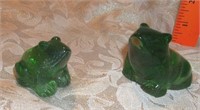 Vtg Ganz Art Glass Green Frogs