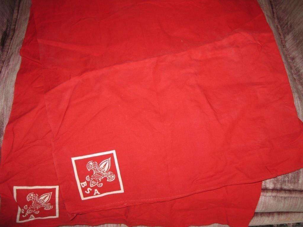 2 Large Vtg Boy Scout Red Scarf
