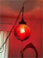 Vintage MCM Red Swag Lamp