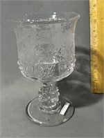antique EAPG molded glass original etched goblet