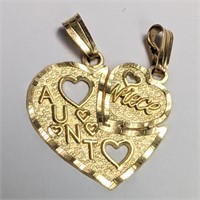 $220 10K  0.69G, Aunt-Niece Heart Pendant