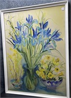 Signed By Bryson, Floral Picture Framed in White