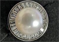 $4520 14K  Mabe Pearl 12.3Mm CZ(2.66ct) Ring