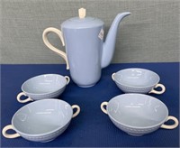 Homer Laughlin , Kraft -Blue , Tea Pot , 4 Cups