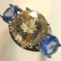 $4350 10K  Morganite(4.4ct) Tanzanite(2.24ct) Diam