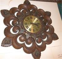 Large Burwood Mid Century Resin Ornate Wall Clock