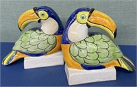 Vietri Toucan Bird Art Pottery 8” h Pair
