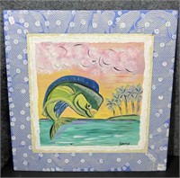 Dolphin Jumping by Hampton Board Painting 
24”