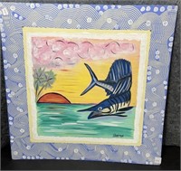 Jumping Sailfish By Hampton Board Painting