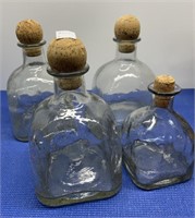 Glass Jars 4 Pcs , Assorted Sizes with Cork Tops