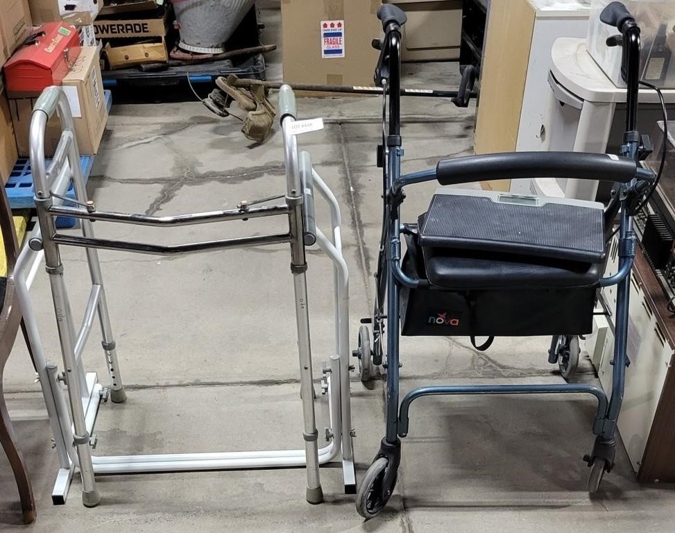 4-PC. LOT 2 WALKERS, BATHROOM SCALE, & SAFETY BARS
