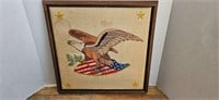 Embroidered Eagle Framed Picture